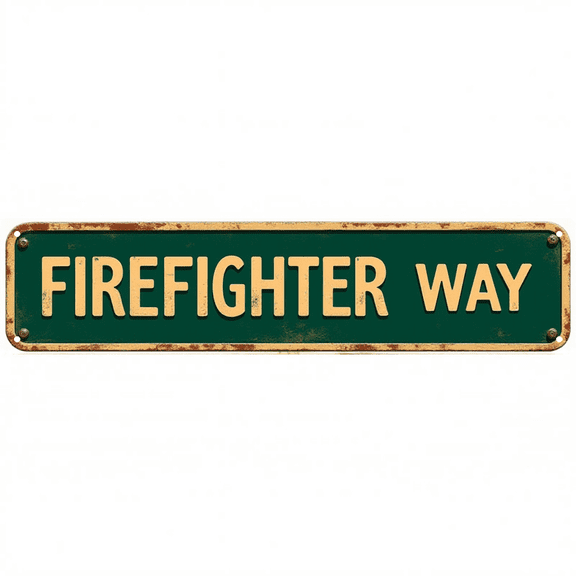 Decorative Tin Signs 16*4 Inches Firefighter Way Street Sign Style for Bedroom, Garage, Patio | Street Signs for Bedroom, Garage Decor, Vintage Decor for Home
