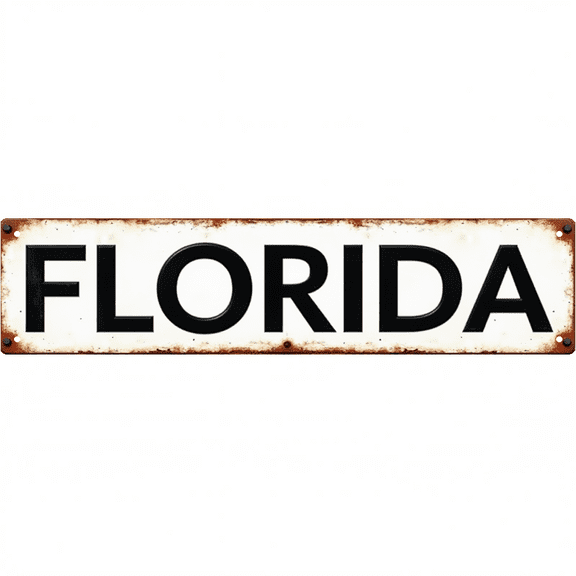 Decorative Tin Signs 16*4 Inches "Florida" Beachy Decor, Outdoor Signs, Family Wall Decor Ideal for Beach House, Patio, Entryway