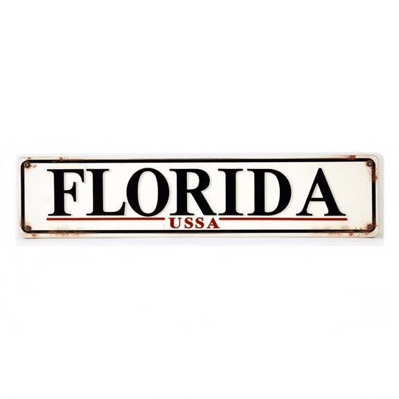 Decorative Tin Signs 16*4 Inches "Florida USA" Beachy Decor, Outdoor Signs, Family Wall Decor Ideal for Beach House, Patio, Entryway