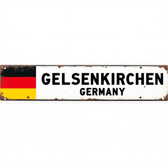Decorative Tin Signs 16*4 Inches "Gelsenkirchen Germany" Vintage Room Decor, Unique Wall Decor, Outdoor Signs Ideal for Living Room, Patio, Study
