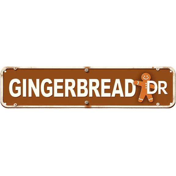 Decorative Tin Signs 16*4 Inches "Gingerbread Dr" Christmas Decor, Vintage Room Decor, Unique Wall Decor Ideal for Living Room, Entryway, Bedroom
