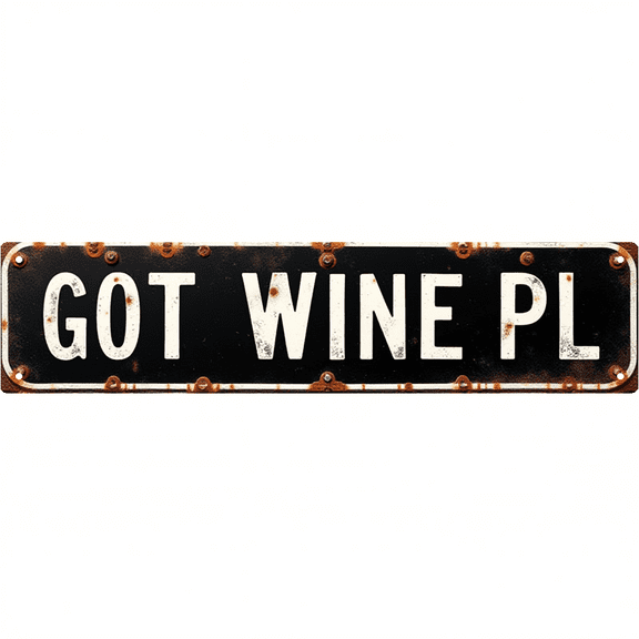 Decorative Tin Signs 16*4 Inches "Got Wine Pl" Wine Bar Decor, Vintage Bar Decor, Man Cave Decor Ideal for Home Bar, Man Cave, Living Room, Garage