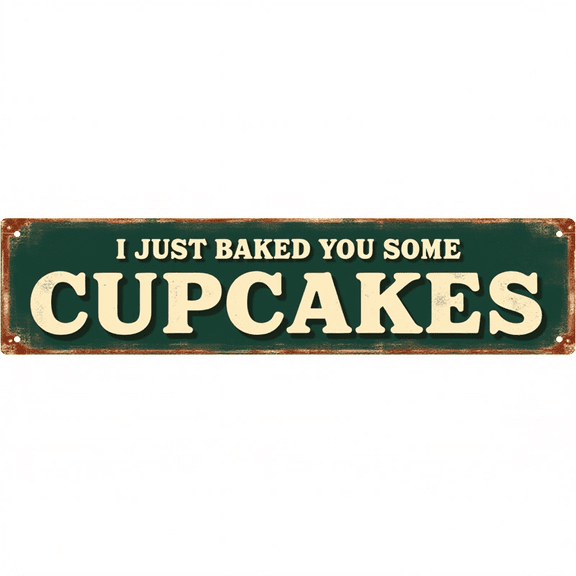 Decorative Tin Signs 16*4 Inches "I Just Baked You Some Cupcakes" Funny Quote Design for Kitchen, Living Room, Patio | Retro Kitchen Decor, Funny Room Decor, Vintage Decor for Home