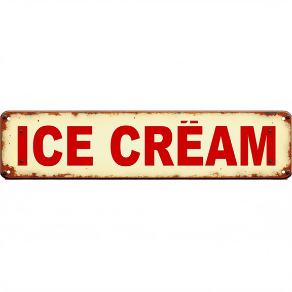 Decorative Tin Signs 16*4 Inches Ice Cream Themed Design for Kitchen, Patio, Bedroom | Retro Kitchen Decor, Patio Signs, Vintage Decor for Home