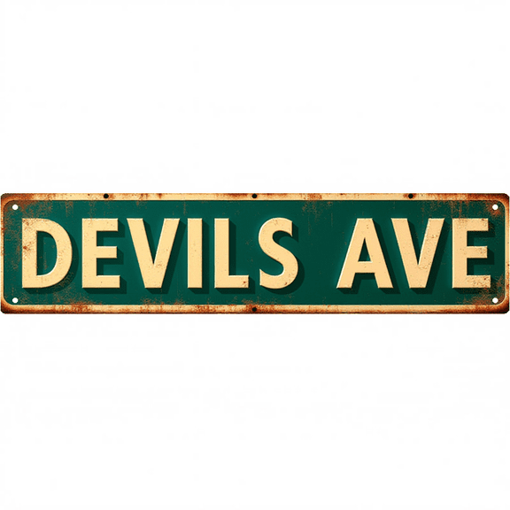 Decorative Tin Signs 16*4 Inches - Ideal for"Devils Ave" Man Cave, Lounge, Patio | Man Cave Decor, Trippy Room Decor, Cool Stuff for Your Room