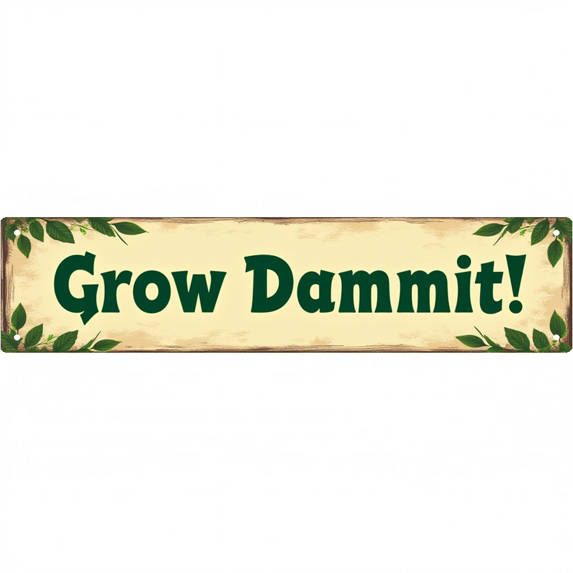 Decorative Tin Signs 16*4 Inches - Ideal for"Grow Dammit" Garden, Backyard, Patio | Vintage Garden Decor, Funny Signs, Outdoor Sign