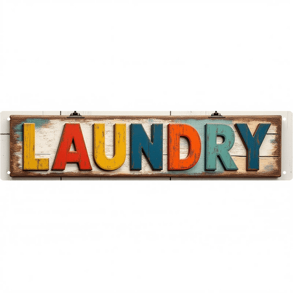 Decorative Tin Signs 16*4 Inches - Ideal for"Laundry" Laundry Room, Bathroom, Mudroom | Laundry Decor, Laundry Signs Wall Decor, Bathroom Signs Decor