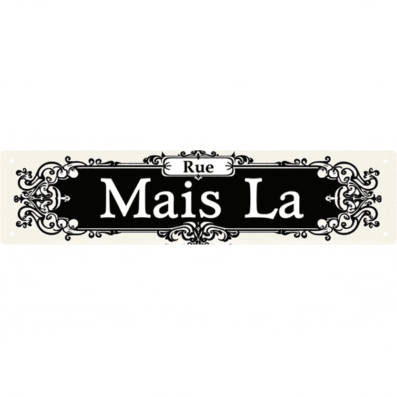 Decorative Tin Signs 16*4 Inches - Ideal for"Rue Mais La" Kitchen, Dining Room, Patio | Retro Kitchen Decor, Funny Kitchen Signs, Beachy Decor