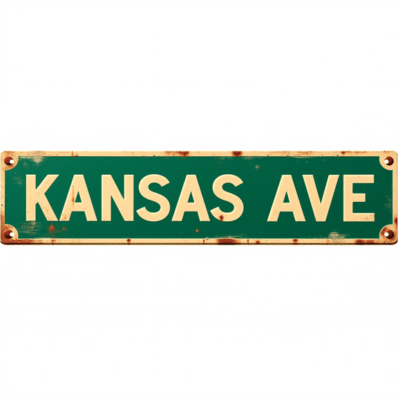 Decorative Tin Signs 16*4 Inches "Kansas Ave" Ideal for Bedroom, Garage, Street Street Signs, Mens Wall Decor, Garage Decor