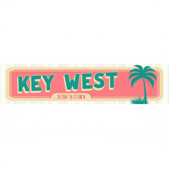 Decorative Tin Signs 16*4 Inches "Key West" Beachy Key West Decor for Beach House Bedroom Patio