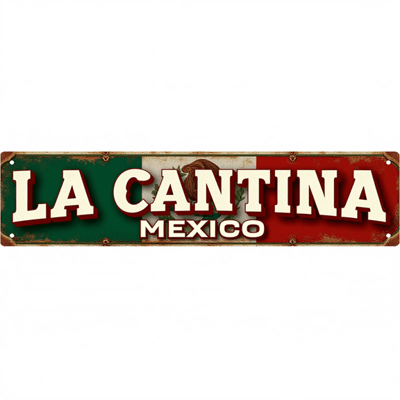 Decorative Tin Signs 16*4 Inches "La Cantina Mexico" Vintage Bar Decor, Wine Bar Decor, Man Cave Decor Ideal for Home Bar, Man Cave, Living Room, Garage