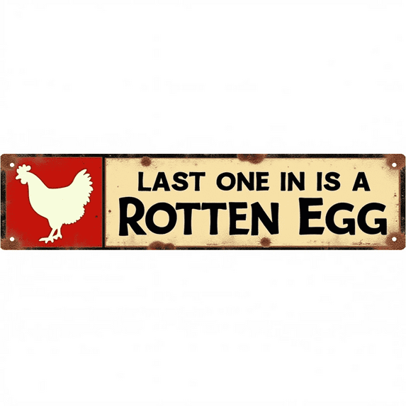 Decorative Tin Signs 16*4 Inches "Last One In Is a Rotten Egg" Funny Pool Design for Backyard, Patio, Pool Area | Pool Signs, Funny Room Decor, Vintage Decor for Home