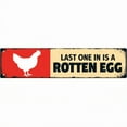 thumbnail image 1 of Decorative Tin Signs 16*4 Inches "Last One In Is A Rotten Egg" Funny Quote Design for Pool Area, Patio, Backyard | Pool Sign, Funny Room Decor, Outdoor Sign, 1 of 4