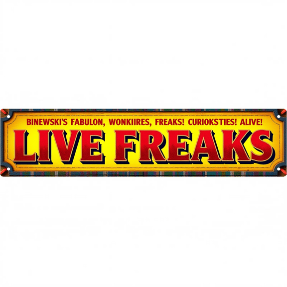 Decorative Tin Signs 16*4 Inches "Live Freaks" Bold Themed Design for Bedroom, Man Cave, Patio | Grunge Room Decor, Unique Wall Decor, Vintage Decor for Home