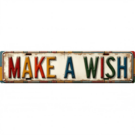 Decorative Tin Signs 16*4 Inches "Make A Wish" Cute Make A Wish Decor for Bedroom Kids Room Patio