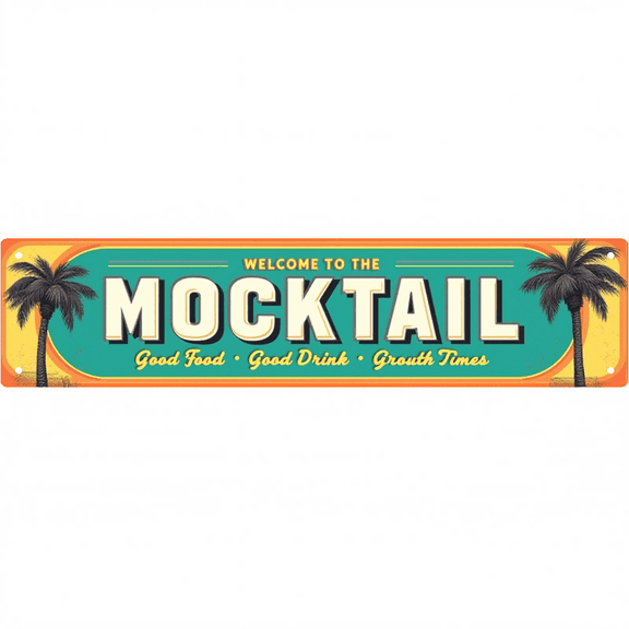Decorative Tin Signs 16*4 Inches Mocktail Themed Design for Home Bar, Patio, Living Room | Bar Decorations for Home, Vintage Decor for Home, Outdoor Sign