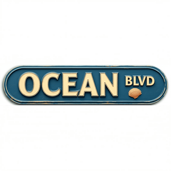 Decorative Tin Signs 16*4 Inches "Ocean Blvd" Perfect for Beach House, Patio, Bedroom Beach House Decor, Outdoor Signs, Beachy Decor