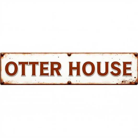 Decorative Tin Signs 16*4 Inches "Otter House" Cute Otter House Pet Decor for Bedroom Backyard Patio