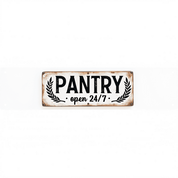 Decorative Tin Signs 16*4 Inches "Pantry Open 24/7" Suitable for Kitchen, Pantry, Dining Room Retro Kitchen Decor, Pantry Sign, Unique Wall Decor