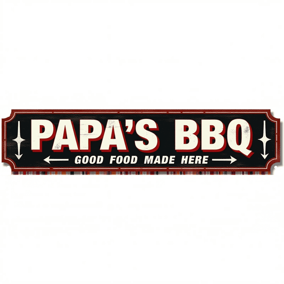 Decorative Tin Signs 16*4 Inches "Papa's BBQ" Retro Kitchen Decor, Outdoor Signs, Patio Signs Ideal for Kitchen, Backyard, Patio, BBQ Area