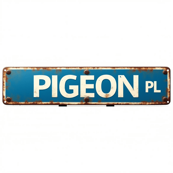 Decorative Tin Signs 16*4 Inches "Pigeon Pl" Funny Room Decor, Men's Wall Decor, Bedroom Accessories for Men Ideal for Bedroom, Living Room, Garage
