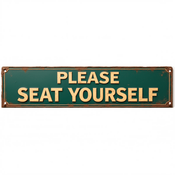 Decorative Tin Signs 16*4 Inches "Please Seat Yourself" Laundry Decor, Funny Room Decor, Laundry Room Sign Ideal for Laundry Room, Garage, Mudroom