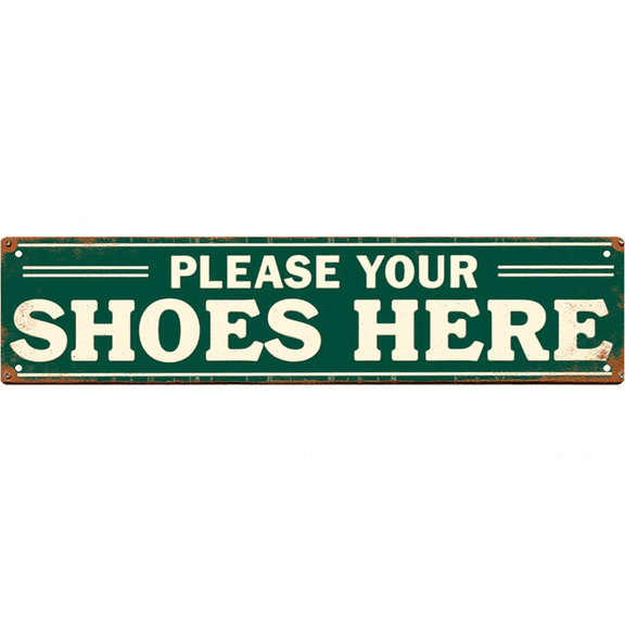 Decorative Tin Signs 16*4 Inches "Please Your Shoes Here" Perfect for Entryway, Mudroom, Garage Funny Signs, Unique Wall Decor, Outdoor Signs
