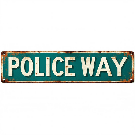 Decorative Tin Signs 16*4 Inches "Police Way" Street Signs for Bedroom, Police Theme Decor, Mens Wall Decor Ideal for Bedroom, Man Cave, Garage, Office