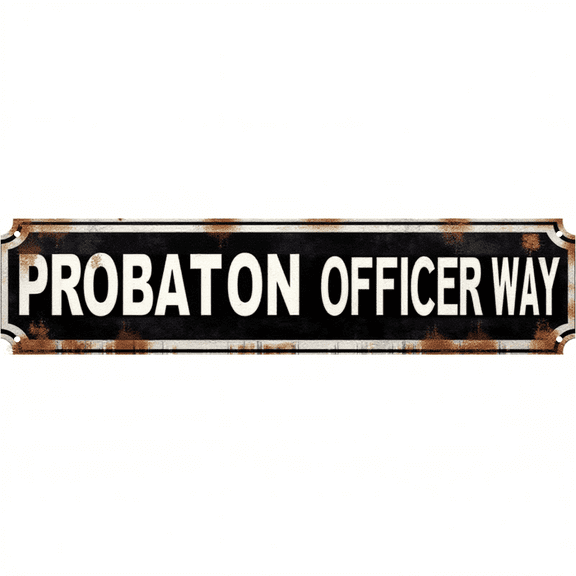 Decorative Tin Signs 16*4 Inches "Probation Officer Way" Street Signs for Bedroom, Police Theme Decor, Mens Wall Decor Ideal for Bedroom, Man Cave, Garage, Office
