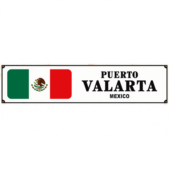 Decorative Tin Signs 16*4 Inches "Puerto Vallarta Mexico" Beachy Decor, Vintage Room Decor, Outdoor Signs Ideal for Beach House, Patio, Living Room