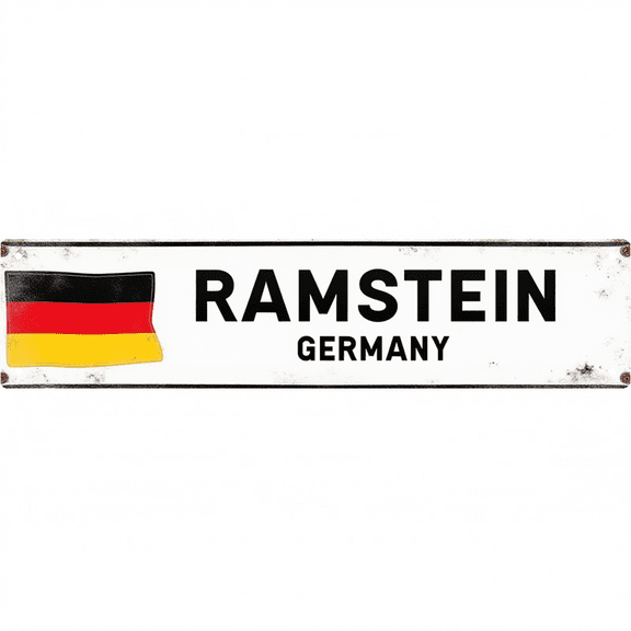 Decorative Tin Signs 16*4 Inches "Ramstein Germany" Vintage Room Decor, Unique Wall Decor, Outdoor Signs Ideal for Living Room, Patio, Garage