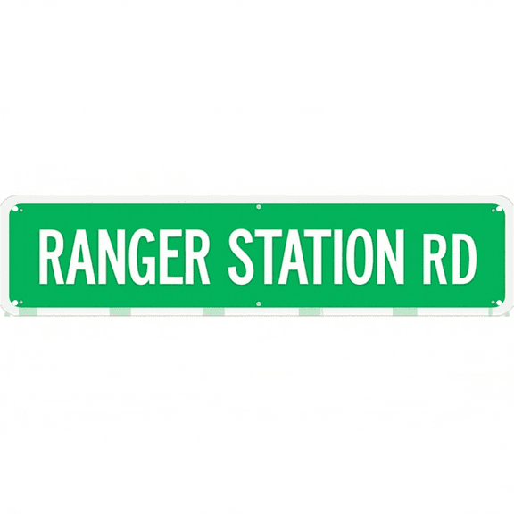 Decorative Tin Signs 16*4 Inches "Ranger Station Rd" Vintage Ranger Station RD Outdoor Decor for Backyard Garage Patio