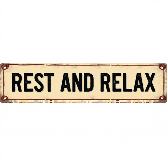 Decorative Tin Signs 16*4 Inches "Rest and Relax" Great for Bedroom, Living Room, Office Unique Wall Decor, Cool Stuff for Your Room, Inspirational Signs