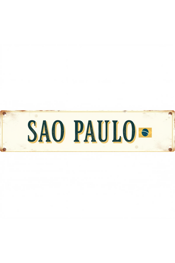 Decorative Tin Signs 16*4 Inches "Sao Paulo" Suitable for Living Room, Office, Bedroom Vintage Room Decor, Cool Posters, Unique Wall Decor