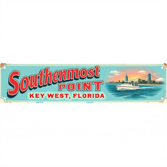 Decorative Tin Signs 16*4 Inches "Southernmost Key West Florida" Coastal Design for Beach House, Bedroom, Patio | Beach House Decor, Beach Theme Decor, Vintage Decor for Home