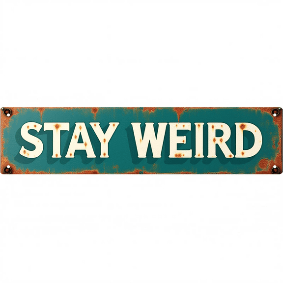 Decorative Tin Signs 16*4 Inches "Stay Weird" Perfect for Bedroom, Living Room, Office Hippie Decor, Trippy Room Decor, Unique Wall Decor