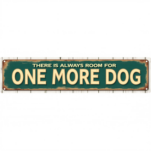 Decorative Tin Signs 16*4 Inches "There Is Always Room for One More Dog" Quote Design for Bedroom, Living Room, Patio | Funny Room Decor, Family Sign, Vintage Decor for Home