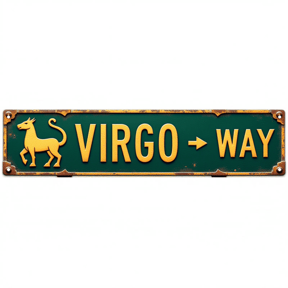 Decorative Tin Signs 16*4 Inches "Virgo Way Arrow" Great for Bedroom, Living Room, Astrology Room Vintage Room Decor, Unique Wall Decor, Room Accessories for Men
