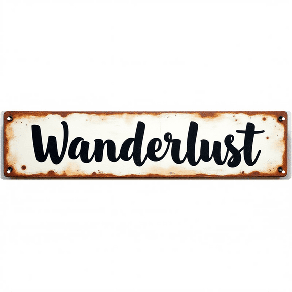 Decorative Tin Signs 16*4 Inches "Wanderlust" Home Office Decor, Unique Wall Decor, Vintage Room Decor Ideal for Home Office, Bedroom, Living Room, Study