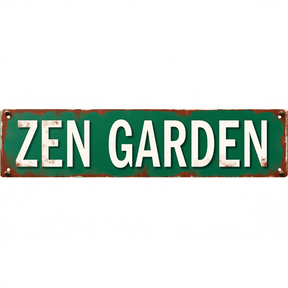 Decorative Tin Signs 16*4 Inches "Zen Garden" Calm Zen Garden Decor for Bedroom Office Patio