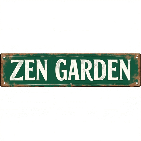 Decorative Tin Signs 16*4 Inches "Zen Garden" Calm Zen Garden Decor for Bedroom Office Patio