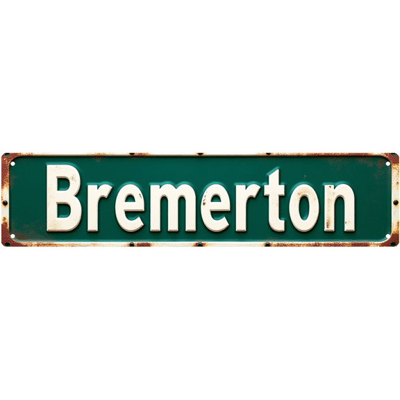 Decorative Tin Signs - 16x4 Inches Bremerton Maritime Retro Sign - Great for Garage, Patio, Living Room | Man Cave Decor, Outdoor Signs, Funny Room Decor