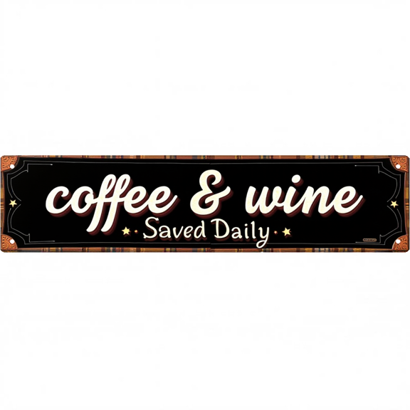 Decorative Tin Signs for Coffee &Coffee & Wine Wine Lovers 16*4 Inches - Fits Kitchen, Dining Room, Home Bar - Kitchen Signs, Vintage Bar Decor, Beachy Decor
