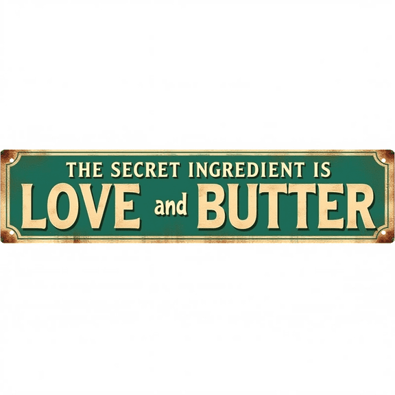 Decorative Tin Signs for Kitchen CLove and Butter harm 16*4 Inches - Fits Kitchen, Baking Nook, Dining Room - Retro Kitchen Decor, Kitchen Signs Wall Decor, Family Wall Decor