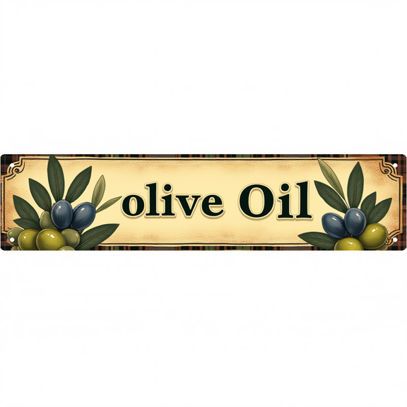 Decorative Tin Signs for Kitchen FOlive Oil lair 16*4 Inches - Fits Kitchen, Dining Room, Mediterranean Space - Retro Kitchen Decor, Kitchen Signs, Beachy Decor