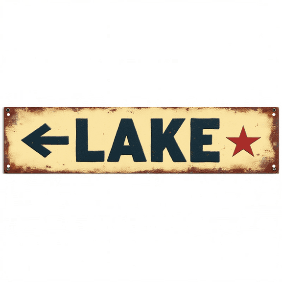 Decorative Tin Signs for Wall Decor 16*4 Inches "Lake Arrow" Perfect for Bar, Backyard, Living Room Vintage Home Decor, Bar Decorations, Outdoor Sign