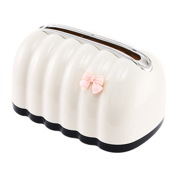 Decorative Tissue Box Cover with Pink Bow Automatic Lifting Spring Tissue Box Desktop Wipes Holder