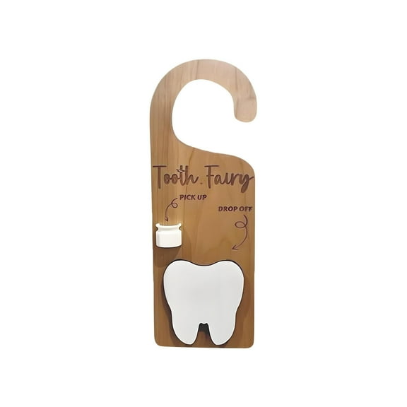Product Classification Item — Tooth Fairy Holder Door Hanger for Kids Indoor Decorative Wood Craft Encourages Habits and Celebrates Lost Teeth