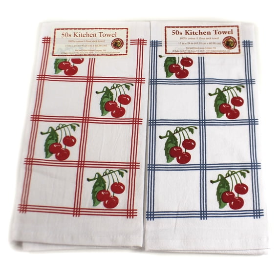 Decorative Towel Country Cherries Towels Set/2 100 Cotton 50S Design Retro Vl74*Vl75 Set/2