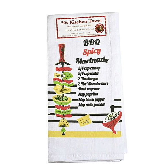 Red And White Kitchen 24.00In Spicy Bbq Marinade, Cotton, 100% Cotton Kitchen Cooking Vl118